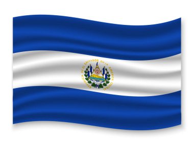 güzel renkli dalgalanan bayrak beyaz arka plan, vektör, illüstrasyon izole bir El Salvador