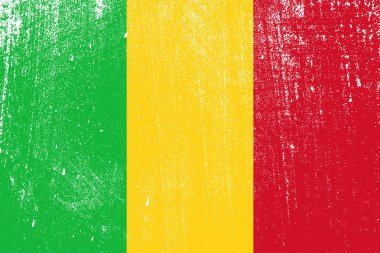 Grunge renkli bayrak Mali, vektör, illüstrasyon 
