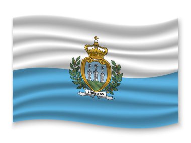 güzel renkli dalgalanan bayrak San Marino beyaz arka plan, vektör, illüstrasyon izole
