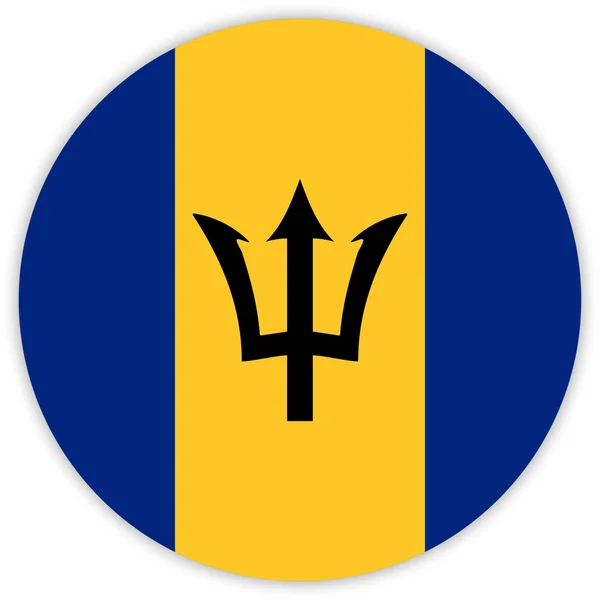 Bandiera Rotonda Colorata Delle Barbados Vettore Illustrazione — Vettoriale Stock