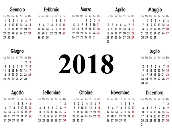 Calendrier Simple Mise Page Pour 2018 Année Vecteur Illustration — Image vectorielle