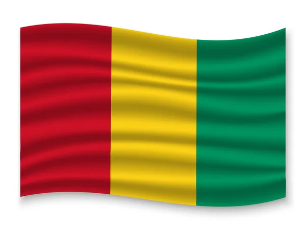 Krásné Barevné Vlající Vlajka Guiney Izolovaných Bílém Pozadí Vektor Ilustrace — Stockový vektor