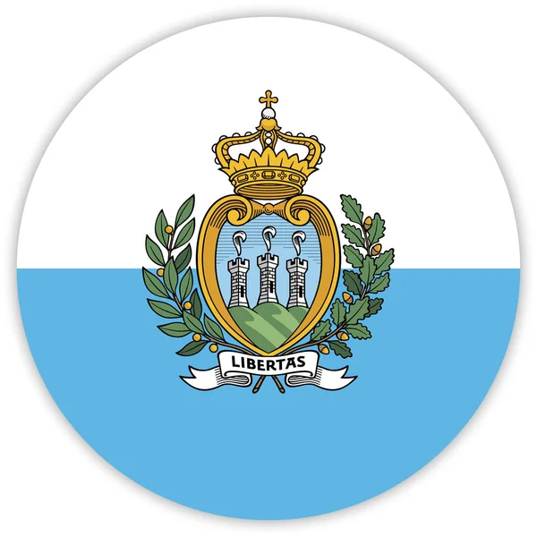 Bandeira Colorida Redonda San Marino Vetor Ilustração — Vetor de Stock