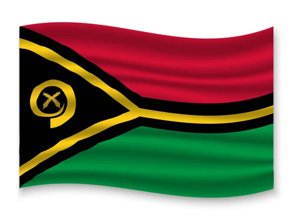 Mooie Kleurrijke Wapperende Vlag Van Vanuatu Geïsoleerd Een Witte Achtergrond — Stockvector