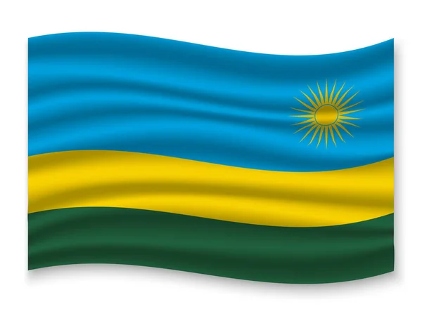 Krásné Barevné Mává Rwandská Vlajka Izolovaných Bílém Pozadí Vektor Ilustrace — Stockový vektor