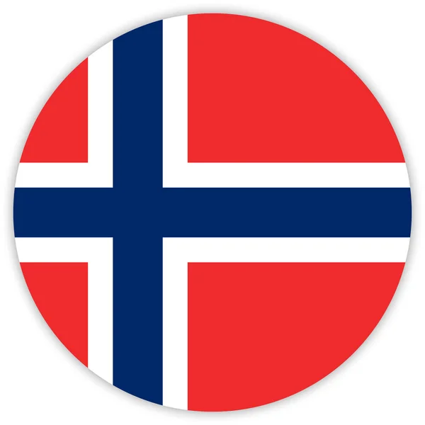 Bandera Redonda Colorida Noruega Vector Ilustración — Vector de stock