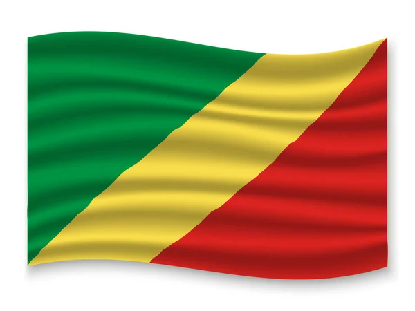 Beau Drapeau Agitation Coloré Congo Isolé Sur Fond Blanc Vecteur — Image vectorielle