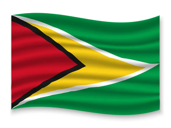 Vackra Färgglada Viftande Flagga Guyanas Isolerad Vit Bakgrund Vektor Illustration — Stock vektor