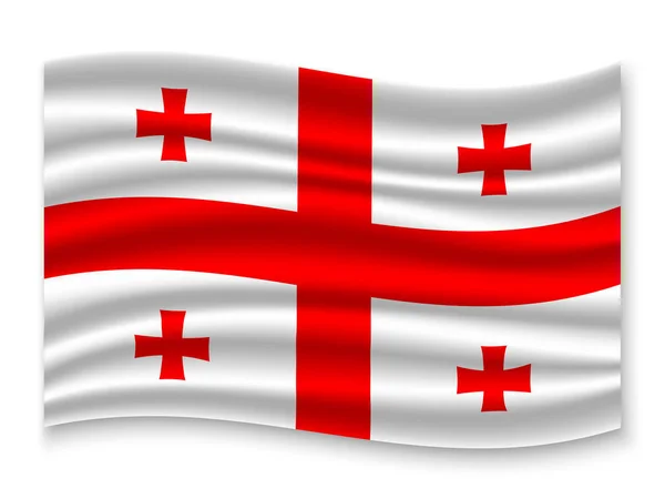 Mooie Kleurrijke Wuivende Vlag Van Georgië Geïsoleerd Een Witte Achtergrond — Stockvector