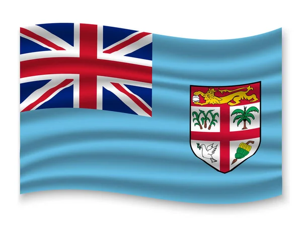 Vackra Färgglada Viftande Flagga Fiji Isolerad Vit Bakgrund Vektor Illustration — Stock vektor