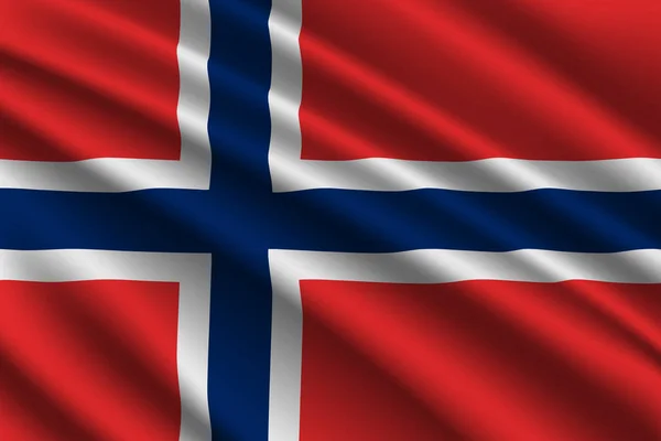Schöne Bunte Flagge Norwegens Schwenkend Vektor Illustration — Stockvektor