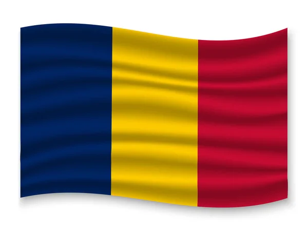 Mooie Kleurrijke Wuivende Vlag Van Tsjaad Geïsoleerd Een Witte Achtergrond — Stockvector