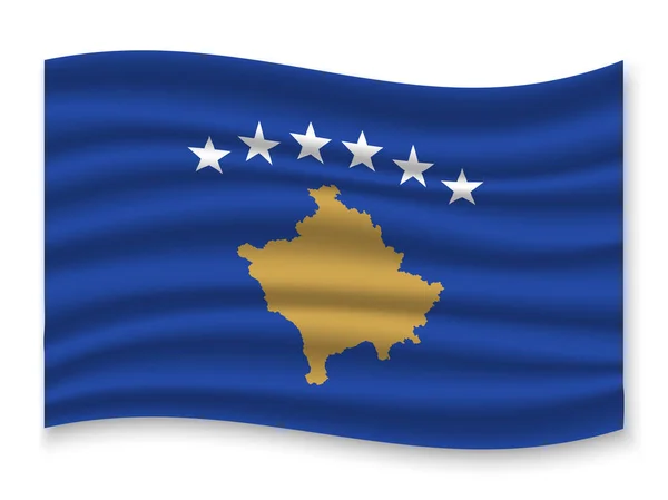 Bella Bandiera Sventolante Colorato Del Kosovo Isolato Sfondo Bianco Vettore — Vettoriale Stock