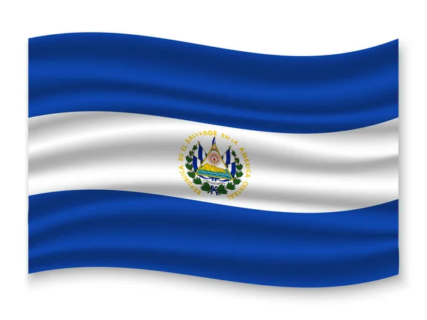 Hermosa Bandera Ondeante Colorido Salvador Aislado Sobre Fondo Blanco Vector — Vector de stock