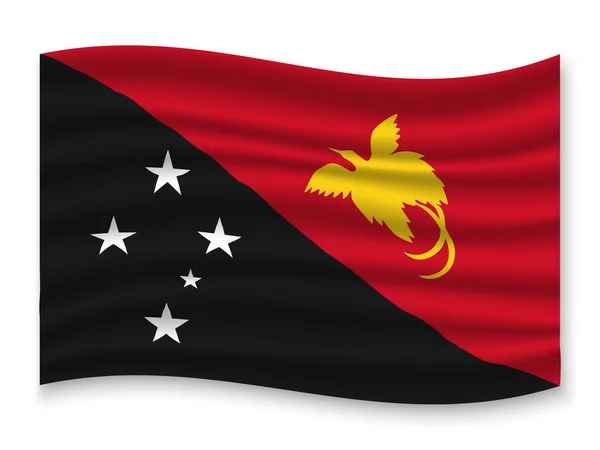 Bonito Colorido Acenando Bandeira Papua Nova Guiné Isolado Fundo Branco — Vetor de Stock