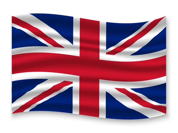 Hermosa Bandera Ondeante Colorido Reino Unido Aislado Sobre Fondo Blanco — Archivo Imágenes Vectoriales