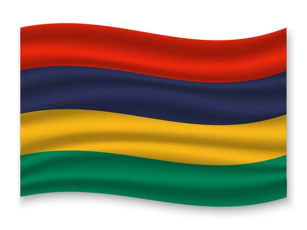 Krásné Barevné Vlající Vlajka Mauricia Izolovaných Bílém Pozadí Vektor Ilustrace — Stockový vektor