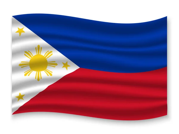 Hermosa Bandera Ondeante Colorido Filipinas Aislado Sobre Fondo Blanco Vector — Vector de stock