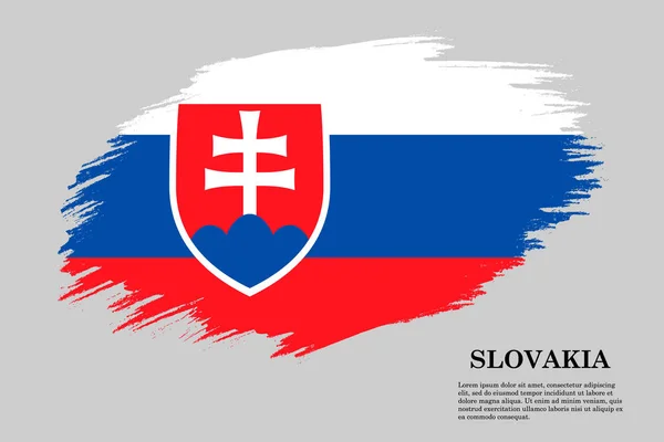 Grunge Stijl Vlag Van Slowakije Borstel Beroerte Achtergrond Vector Illustratie — Stockvector