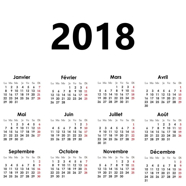 Eenvoudige Kalender Lay Out Voor 2018 Jaar Vector Illustratie — Stockvector