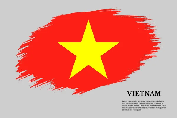 Grunge Gaya Bendera Vietnam Kuas Latar Belakang Sapuan Vektor Ilustrasi - Stok Vektor