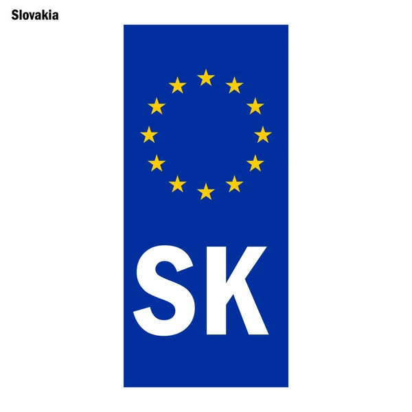 Jármű Rendszámtábla Szlovákiában Uniós Ország Azonosítója Kék Sáv Rendszám — Stock Vector