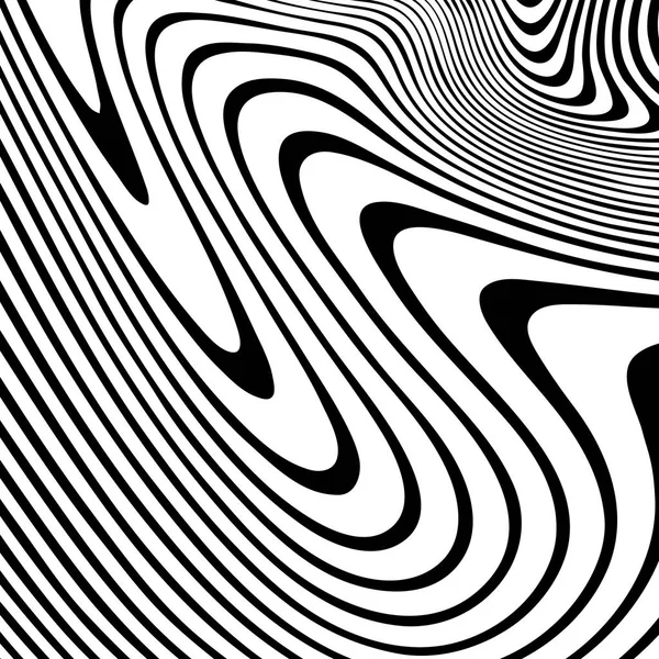 波浪条纹背景与弯曲的纹波线 载体斑马纹理 — 图库矢量图片