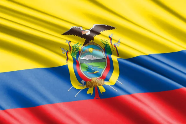 Mooie Kleurrijke Wapperende Vlag Van Ecuador — Stockfoto