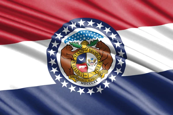 Mooie Kleurrijke Wapperende Vlag Van Missouri State Usa — Stockfoto
