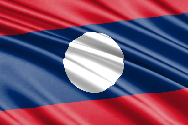 Όμορφη Πολύχρωμα Κυματίζει Σημαία Του Λάος — Φωτογραφία Αρχείου