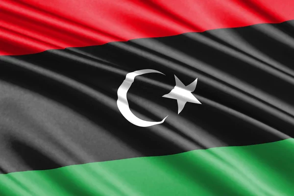 Güzel Renkli Dalgalanan Bayrak Libya — Stok fotoğraf