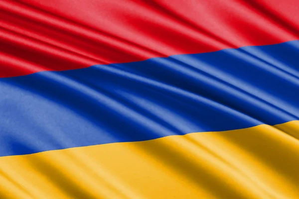 Schöne Bunte Flagge Von Armenien Schwenkend — Stockfoto