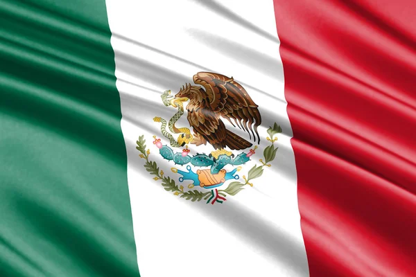 Krásné Barevné Vlající Vlajka Mexika — Stock fotografie