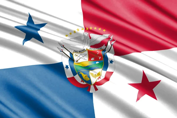 Hermosa Bandera Ondeante Colorido Panamá — Foto de Stock