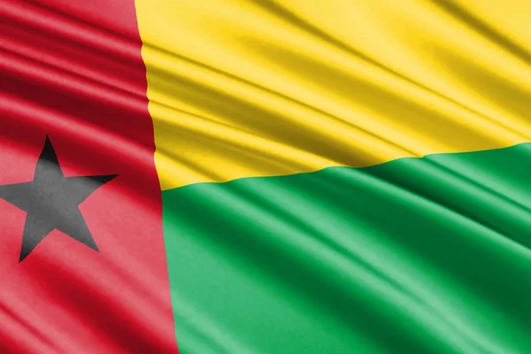 Beau Drapeau Coloré Agitant Guinée Bissau — Photo