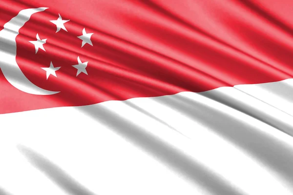 Indah Melambai Lambaikan Bendera Singapura — Stok Foto