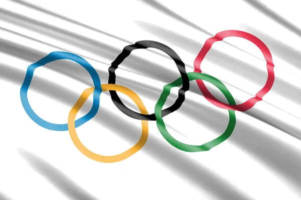 Beautiful Colorful Waving Olympic Flag — Stock Photo, Image