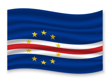 güzel renkli dalgalanan bayrak beyaz arka plan, vektör, illüstrasyon izole Cape Verde