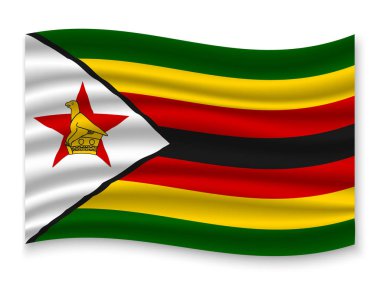 güzel renkli dalgalanan bayrak beyaz arka plan, vektör, illüstrasyon izole Zimbabve