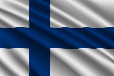 Finlandiya, vektör, resimde güzel renkli dalgalanan bayrak