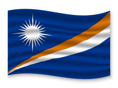 güzel renkli dalgalanan bayrak beyaz arka plan, vektör, illüstrasyon izole Marshall Adaları