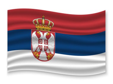 güzel renkli dalgalanan bayrak beyaz arka plan, vektör, illüstrasyon izole Sırbistan