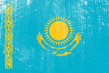 Kazakistan, vektör, illüstrasyon grunge renkli bayrak  