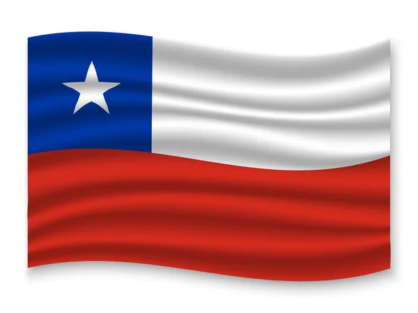 Indah Melambai Lambaikan Bendera Indah Chile Terisolasi Latar Belakang Putih - Stok Vektor