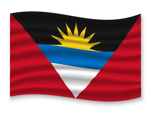 Mooie Kleurrijke Wuivende Vlag Van Antigua Barbuda Geïsoleerd Een Witte — Stockvector