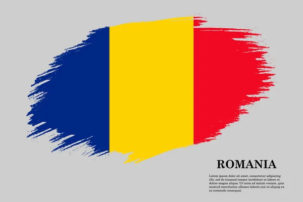 Grunge Styled Flag Romania Pincel Stroke Background Vector Ilustração —  Vetores de Stock