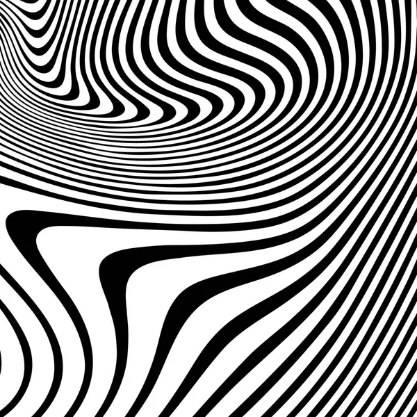 波浪条纹背景与弯曲的纹波线 载体斑马纹理 — 图库矢量图片