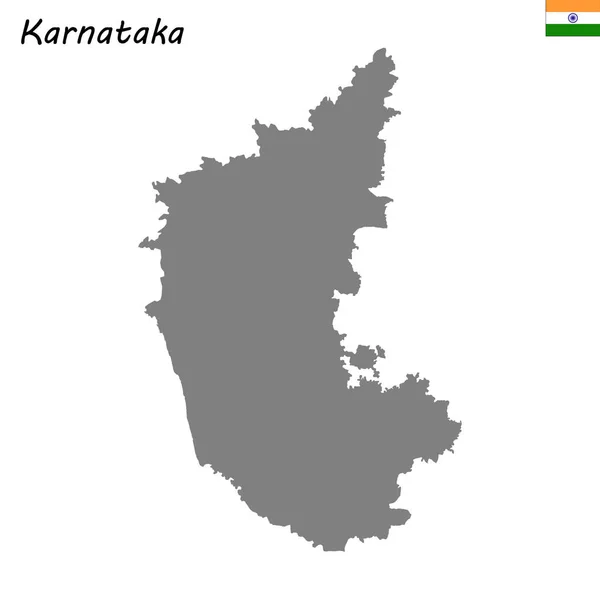 Carte Haute Qualité Karnataka — Image vectorielle