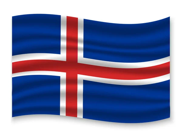 Hermosa Bandera Ondeante Colorido Islandia Aislado Sobre Fondo Blanco Vector — Vector de stock