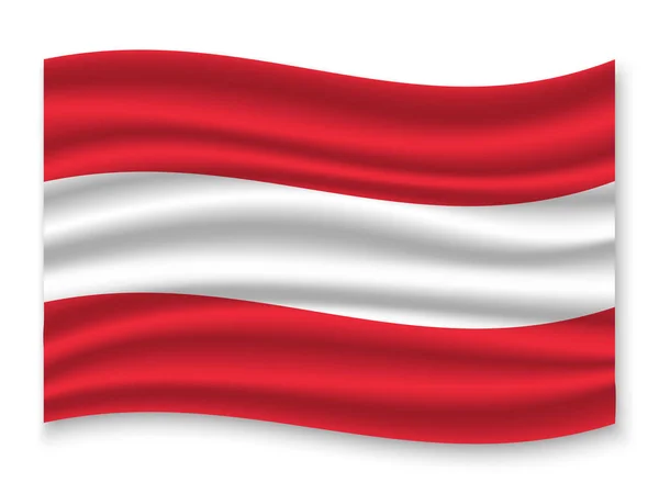 Mooie Kleurrijke Wapperende Vlag Van Oostenrijk Geïsoleerd Een Witte Achtergrond — Stockvector